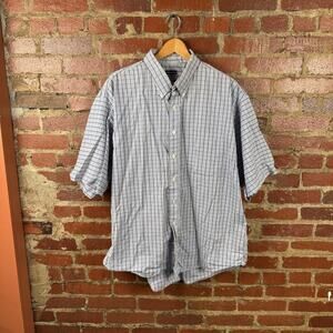 Gitman Bros Shirt Mens 2XL Blue Plaid Short Sleeve Button Down USA Cotton Casual